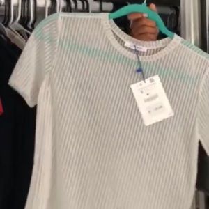 WHITE SHEER GLITTER ZARA TOP